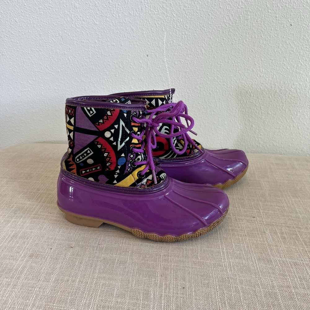 Girls Snow Boots Size 13 Purple Nord Trail Warm Colorful Aztec Lace Up Mountain
